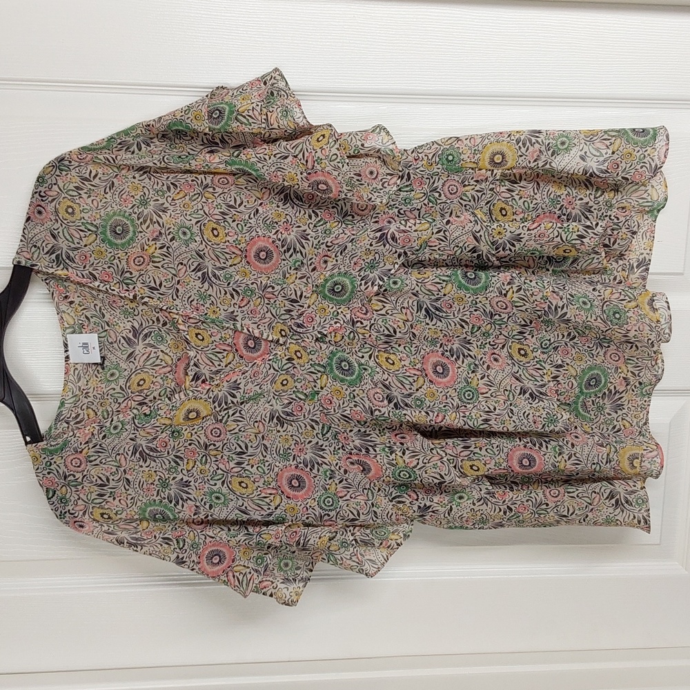 Cabi 5344 Floral Boho Ruffle Poet Blouse Medium